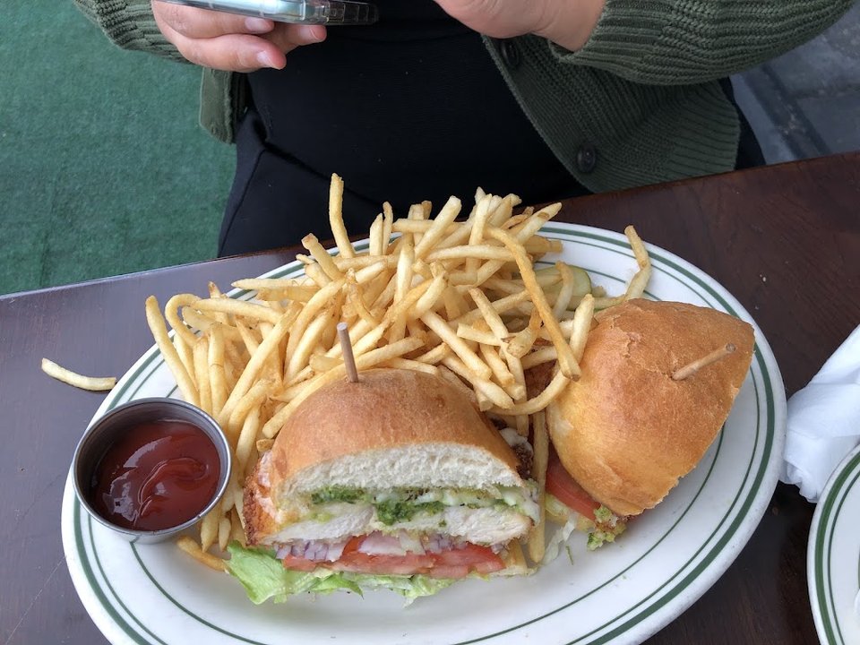 Pesto Chicken Sandwich with Fries