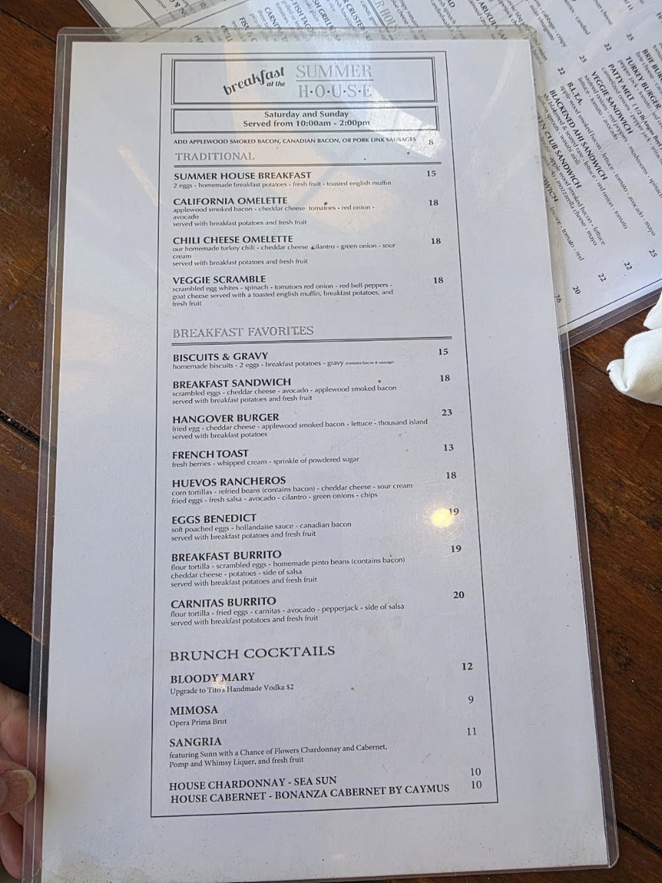 American dishes listed on a clean menu layout.